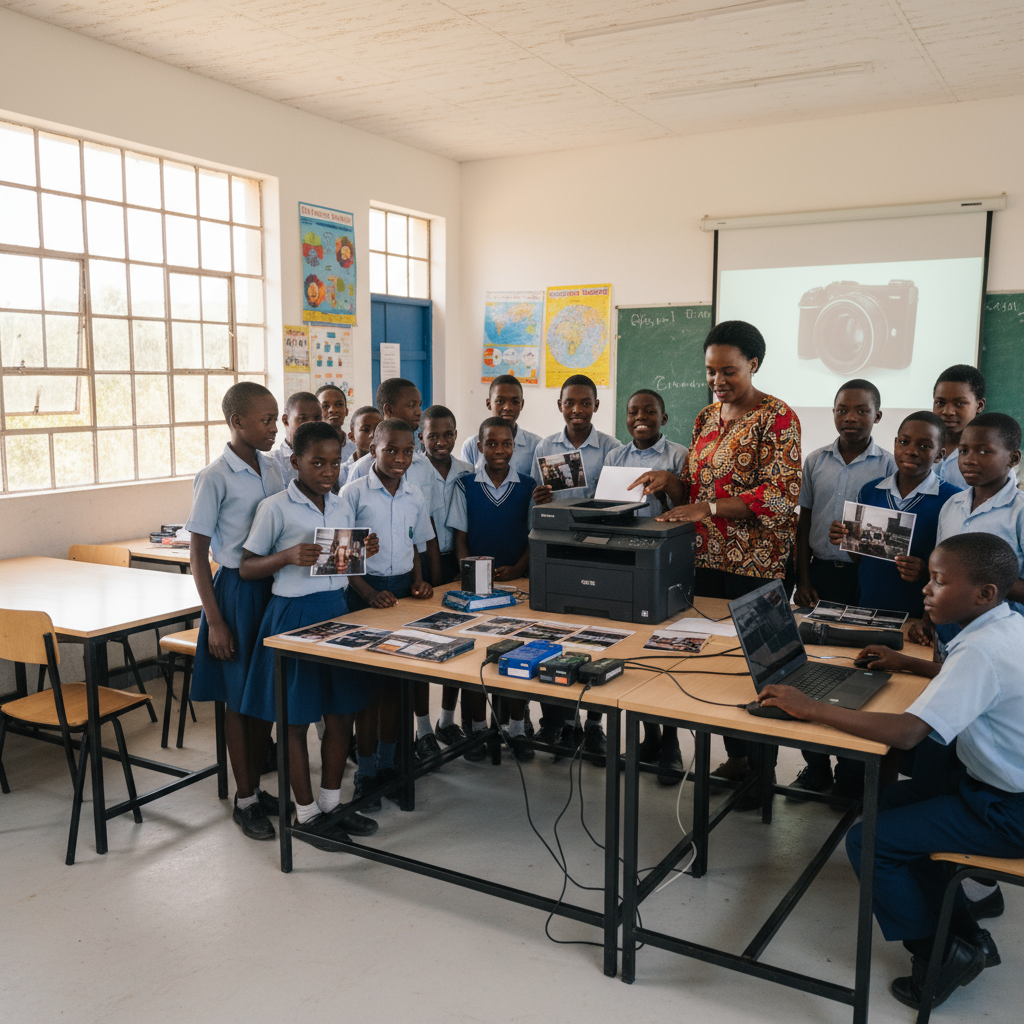 African classroom with students